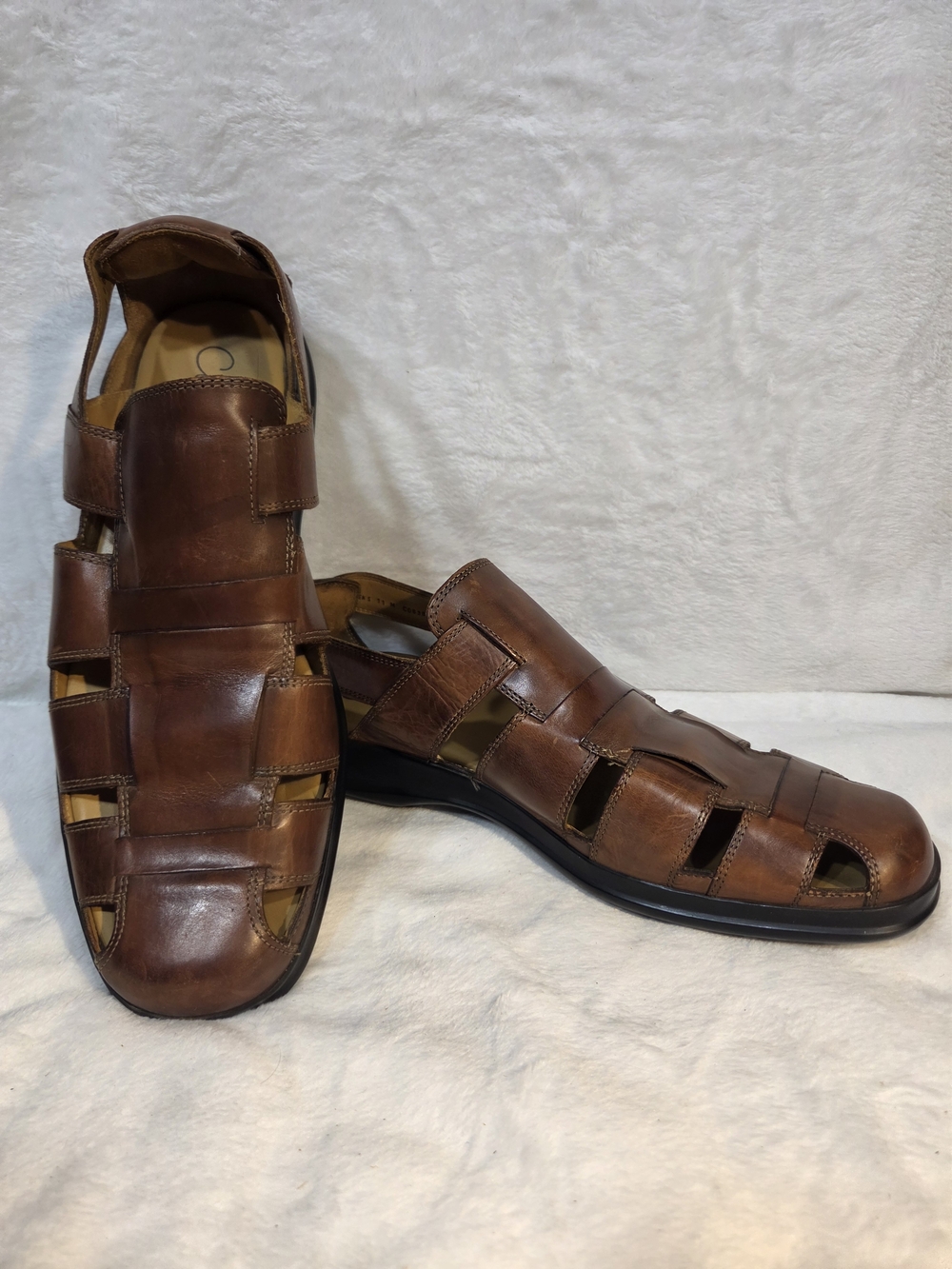Men's Brown Leather Fisherman Sandals Nike Air Outsole